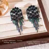 Pendientes Largos de Borla con Pedrería, Moda Europea y Americana, Pendientes Colgantes Únicos y Audaces, Pendientes Versátiles de Temperamento Elegante de Nicho