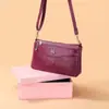 Textura de Couro Genuíno 2024 Outono e Inverno Nova Bolsa Transversal Pequena Moda Simples Feminina Bolsa de Ombro Mãe de Meia-Idade Celular
