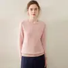 Suéter Feminino de Cashmere Outono/Inverno 2026 com Ombro Raglã e Gola Redonda, Design Versátil, Tricô de Lã