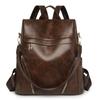 Nova Bolsa de Ombro Feminina Casual Transfronteiriça Versátil de PU Mochila Simples Retrô de Grande Capacidade Mochila de Viagem para Mamães
