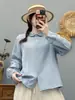 Camisa de Gasa de Algodón Nueva para Primavera y Otoño, Estilo Artístico, Cuello de Muñeca, Bordada para Mujer, Manga Larga, Corte Holgado, Versátil, Top de Algodón Puro, Moderno