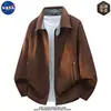 Chaqueta de terciopelo de alta calidad marca NASA con solapa retro para hombre, diseño casual de otoño, abrigo de lujo ligero de alta gama