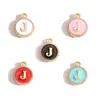 Acessórios para joias DIY pulseira de renda esmaltada dupla face brincos pequenos pingentes esmaltados 26 letras inglesas liga