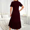 2026 Nuevo Vestido de Rayas Verticales Tallas Grandes para Mujer Verano Manga Corta Estilo Sirena