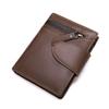 Nova Carteira Masculina Marent de Couro Genuíno Camada Superior Couro Bovino Carteira Masculina Curta com Zíper Fivela Torre Bolsa de Moedas de Couro