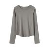 Branco de manga comprida T-shirt das mulheres Outono e Inverno Novo Interior Slim-fit Base Camisa Styish All-match Irregular Fishbone Top