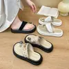 Sandalias Bonitas y de Moda con Pedrería, Suelas Gruesas, Versátiles para la Playa Nuevas 2026 Sandalias Tipo Pantufla sin Cierre para Mujer, Adecuadas para el Verano al Aire Libre