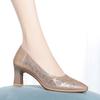 Flats con Pedrería Calada para Mujer 2023 Nuevo Estilo de Primavera y Verano Zapatos de Madre Tacón Medio Punta Afilada Zapatos de Mujer Sandalias para Señoras de Mediana Edad