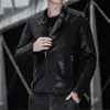 Chaqueta de cuero para hombre, otoño e invierno, estilo coreano, de terciopelo fino, de cuero sintético, con solapa, informal, para jóvenes