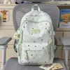 Mochila linda de niña con estrellas estampadas por todas partes, adecuada para estudiantes de secundaria y preparatoria, elegante y ligera