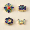 Nuevos accesorios de aleación imitación cloisonné Colgante de flor de loto y mariposa Accesorios para horquilla antigua DIY Corona de fénix Accesorios Venta al por mayor