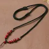 Cordão para Pingente de Ágata Vermelha do Sul e Cinábrio Tecido à Mão, Corda de Joia para Pescoço Simples de Alta Qualidade, Cordão de Colar Unissex