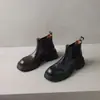 Botines Chelsea Redondos de Piel de Oveja para Mujer 2024 Nuevos Retro Marrón Suela Gruesa Botines Cómodos Botas Martin forrados de felpa