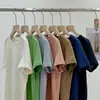 Oferta Especial~ Camiseta Blanca y Elegante de Tela Coreana Nueva, 7 Colores, Cuello Redondo, Manga Corta para Mujer, Verano, Ultra Delgada, Transpirable, Camiseta Superior de Doble Cara