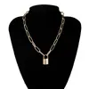 Tendencia transfronteriza de joyería europea y americana hip-hop punk colgante de candado cadena para la clavícula cadena de cuello geométrica de temperamento simple cadena para el cuello