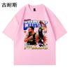 Camiseta de Manga Corta con Estampado de Letras Retro de Comercio Exterior de Estación Independiente para Hombre, Hip-hop, Holgada, de Algodón, Cuello Redondo, Manga Corta, Top wish