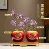 Árvore de Cristal Aura Roxa Ornamento de Maçã para Paz, Alegria e Felicidade, Novo Estilo Chinês para Decoração de Sala de Estar, Hall de Entrada e Bar, Presente de Alto Padrão
