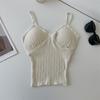Camisola de encaje blanco puro con almohadilla para el pecho, ropa interior de verano para mujer, bonita parte superior pequeña con base en la espalda