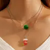 Joyería Lingge Colgante de Navidad Transfronterizo Europeo y Americano Collar Apilable de Doble Capa Gargantilla Versátil con Colgante de Campana para Ambiente Festivo