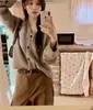 Nuevo cárdigan de punto para mujer, versátil, de un solo botón, con cuello, para otoño e invierno, en gris