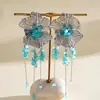 Pendientes colgantes de rombos con borlas tachonados de diamantes de aguja de plata transfronterizos europeos y americanos, pendientes exquisitos y de moda, pendientes versátiles y elegantes al por mayor