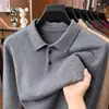 Suéter de Malha Canelada com Gola Alta para Outono e Inverno Masculino para Meia-idade e Idosos Quente e Versátil de Manga Longa Camada Base de Tricô