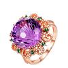 Anillo de Gema Color Amatista Rojo de Internet Transfronterizo Zhenrong Chapado en Oro Rosa de 14k Europa y América Anillo de Compromiso Hueco para Mujer