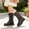 Botas Largas para Niñas 2026 Verano Malla Fina Huecas Botas Largas para Niños Mayores, Moda Estilo Coreano Desfile de Moda Botas de Malla Martin