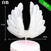 Decoração de bolo de asas de pena de anjo, lindo cartão de bolo de aniversário, acessórios de encaixe para mesa de sobremesas de festa de casamento