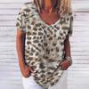 Camiseta nueva de fábrica directa para dama con cuello en V, verano, manga corta, top para hombre, estampado 3D, cuello redondo, casual, patrón de leopardo