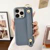 Adecuado para Funda de Teléfono iPhone16 15Pro Cuero Patrón Lichi Color Sólido Correa de Muñeca Funda Protectora 12Pro Funda de Color