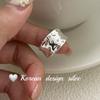 Anillo de Plata Brillante Coreano Plata de Industria Pesada Plata Pura Ancho Lunares Diamante Incrustado Extremo Abierto Nicho Anillo de Alta Gama