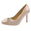 Zapatos de Salón Poco Profundos Redondos con Lazo Estilo Francés 102-1 para Mujer, Tacones Altos de Tacón Fino, Zapatos Versátiles y Elegantes para Mujeres Jóvenes para Ir al Trabajo