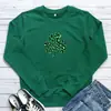 Sudadera de Manga Larga Holgada con Estampado de Leopardo y Patrón de Trébol, Nueva Moda Otoño e Invierno, Comercio Exterior Europeo y Americano, Ebay Wish