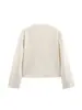 Ropa de Mujer de Otoño 2025 Nueva, Europea y Americana Transfronteriza, con un Toque de Alta Gama, Moderna e Intelectual, Blazer Blanco Estructurado con Cuello en V para Mujer