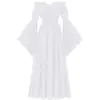 Vestido Largo Medieval Francés Retro para Mujer con Cintura Ajustada, de un Hombro, Mangas de Campana, Vestido de Gala
