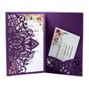 Comercio exterior Amazon tarjetas de felicitación de negocios invitaciones de vacaciones caladas con láser tarjetas orquídea profunda invitaciones de boda punto venta al por mayor