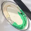 Colar Multi-camadas de Alto Padrão, Alta Qualidade, Luxuoso com Design Despojado Apresentando Pérolas Artificiais de Cristal, Adequado para Trajes de Noite