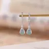 Um Veado Prata Prata Esterlina S925 Jade Azul Água Novo Chinês Cabaça Folu Brincos Elegantes Estilo Nacional Brincos Versáteis Brincos