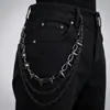 Cadena de remaches punk oscura de doble capa en color negro gunmetal para pantalones, accesorio de hip-hop de moda, decoración exagerada de cadena para la cintura, cadena para pantalones de trabajo