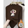 Camiseta Térmica Escovada de Manga Longa para Meninas, Novo Estilo Outono/Inverno 2026, Blusa Quente para Bebê Menina