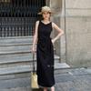 Vestido Ls Minimalista Elegante Ajustado para Mujer, Nuevo Estilo de Verano que Ceñe la Cintura Adelgazante Vestido Largo 60989