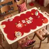 Toalha de Mesa de Ano Novo Vermelha, Impermeável, à Prova de Óleo, Sem Lavagem, Resistente ao Calor, Jogo Americano de Mesa, Toalha para Mesa de Centro com Atmosfera do Ano do Cavalo, Protetor de Mesa