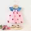 1417 ropa infantil al por mayor vestido de princesa coreana vestido de mezclilla con malla para niños en oferta
