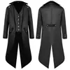Abrigo Cola de Pájaro Retro Medieval para Hombre Color Sólido Punk Largo Abrigo Halloween Escenario Performance Cos Disfraz