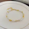 Pulsera de Perlas de Moda para Mujer, Elegante y con Estilo, Linda y Sencilla, Joyería Versátil con Diseño de Pez Dorado Pequeño, Estilo Ins de Nicho