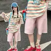 Pantalones de Algodón Lavado de Verano para Niñas de Longitud Media 2026 Nuevo Estilo Ropa de Verano para Niños Pantalones Finos de Cinco Puntos Niños Medianos y Mayores Estilo Coreano Pantalones de Pierna Recta