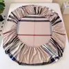 Sábana bajera de algodón teñido en hilo de algodón lavado algodón puro funda protectora para colchón Simmons juego de tres piezas de sábana bajera de fábrica de Nantong