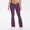 Calça de Yoga Apertada Cor da Pele Estilo Europeu e Americano com Cruz de Cor Contrastante Cintura Alta Perna Larga Flare Calças Longas Esportivas de Corrida Fitness Secagem Rápida