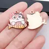 Gato de Dibujos Animados Comiendo Pescado Aleación Llavero DIY Pulsera Collar Colgante Esmalte Cadena de Teléfono Accesorio Piezas de Joyería